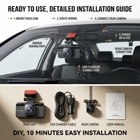 Caméra embarquée double objectif grand angle 170° avec Wi-Fi intégré, écran IPS haute définition 3 pouces, modèle X7, capteur G et moniteur de stationnement – Neuve