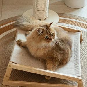 Silla Portátil Moderna para Mascotas de Madera de Teca Sólida, Linda y con Tapicería de Tela para Perros, para la Sala de Estar - Product Image 3