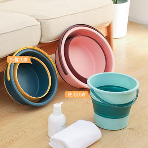 Seau pliable portable en plastique multi-usages pour la maison et l'extérieur avec poignée télescopique - Product Image 2