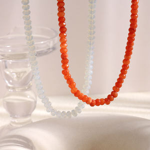 طقم قلادة مطرز بالخرز من الحجر الطبيعي من Dreamidea-سلاسل أحجار كريمة بالأوجه برتقالية وبرتقالية - Product Image 4