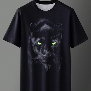 Camiseta de cuello redondo con estampado de león para hombre, manga corta, fabricada en fábrica, personalización disponible. f10 - Product Image 1