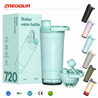 Bouteille shaker en acier inoxydable de 24 oz, étanche, pour la gym, le fitness, le mélange de protéines, avec bouchon à ouverture rapide, fournisseur de logo personnalisé