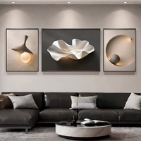 Peinture Murale en Porcelaine Géométrique en Gros pour Salon, Fond de Canapé, Triptyque Abstrait 3D
