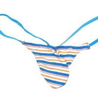 Slip string sexy pour homme à taille basse avec poche triangulaire multicolore