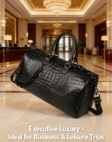 Sac de Voyage en Cuir Gaufré Façon Croco Noir avec Logo Personnalisé, Sac de Week-end de Luxe Grande Capacité pour Hommes, Vente en Gros 2026