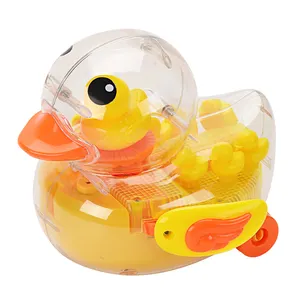 New Trending Electric Gear Universal Wheels Cartoon Duck Toy Colorful Lights Musical Plastic Kids Transparent Yellow Duck Toys