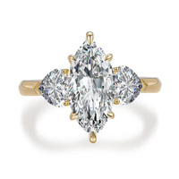 Anello di fidanzamento da donna in oro giallo 18 carati con diamante da laboratorio taglio marquise, stile Prismatic Shadow Fashion Light Luxury.