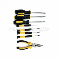 Ensemble d'outils à main professionnels, kit d'outils ménagers multi-pièces avec clé à molette, pinces, marteau, tournevis, douilles, boîte à outils noire