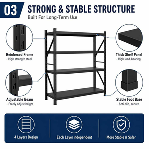 Scaffalatura Sovrapponibile in Metallo Morgie <span class=keywords><strong>a</strong></span> 4 Ripiani <span class=keywords><strong>Scaffali</strong></span> Portaoggetti Robusti <span class=keywords><strong>a</strong></span> Incastro per Industria Magazzino e Garage - Product Image 3
