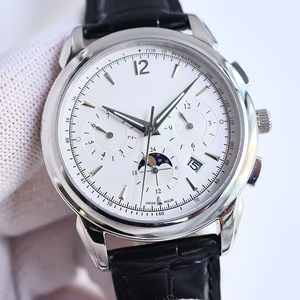 Reloj Mecánico de Lujo para Hombre y Mujer, Cristal de Zafiro, Fecha, Fase Lunar, Luminoso, Resistente al Agua, Esfera Blanca, Correa Negra, ¡Oferta! - Product Image 1