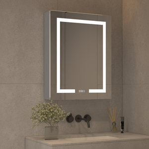 <span class=keywords><strong>Armoire</strong></span> de toilette intelligente LED moderne en acier inoxydable pour hôtel avec miroir et vasque, indice de protection IP44, garantie de 2 ans, solution pour projets - Product Image 3
