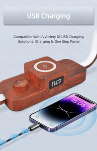 Fast Qi Charging Stand Table Lamp 3-in-1 Magnetic Wireless Charger with LED Lamp Alarm <b>Clock</b> for Bedroom - Product Image 6