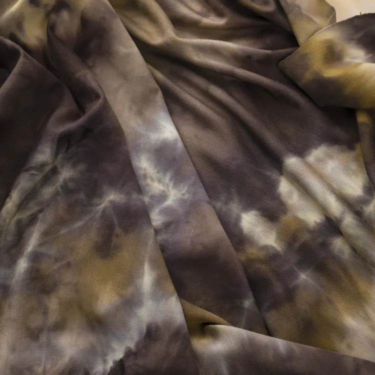 Vente en gros de tissu tricoté organique en spandex bambou tie-dye