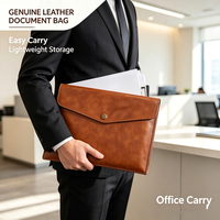 Porte-documents en cuir véritable pour entreprise, organiseur de dossiers, étui à outils en cuir véritable, logo personnalisé, format A4, ensemble de dossiers de bureau