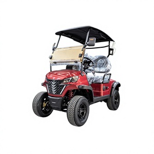 Carrito de Golf Eléctrico Rojo de 3-4 Plazas, Totalmente Impermeable, con Batería de 60V, Techo Negro, Asientos de Plástico, Todoterreno - Product Image 1