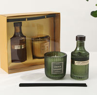 Coffret cadeau de bougies en cire de soja de luxe dans un bocal en verre, diffuseur d'huiles essentielles, décoration d'intérieur, coffret cadeau parfumé de Noël
