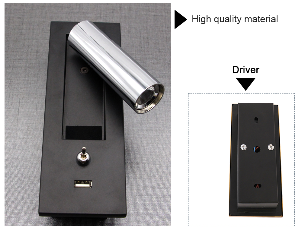 New Design Project Adjustable Bed Wall Mounted Light Led Headboard Bedside Reading Wall Lamp For Bedroom Hotel
