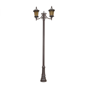 Lampadaire de jardin extérieur en fer avec abat-jour en verre LED, lumière blanc chaud 2700K, IP66, ampoule A19 non amovible, AC 220V, détecteur de mouvement, alimenté par énergie solaire - Product Image 2