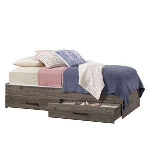 Lit plateforme vintage avec tiroirs double face, bois brun, pour adultes, enfants et personnes âgées - Product Image 5