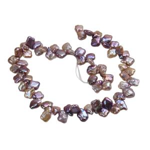 Perlas Sueltas de Agua Dulce Barrocas Púrpuras con Orificio Lateral, Producto Semiacabado Natural para DIY, Collar de Perlas de Forma Irregular Dispersa - Product Image 5