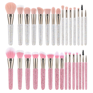 Paillettes Diamant Logo Rose Compact Glitz & Glam Premium Bling Luxury Rhinestone Makeup Brush Set 15pcs High Quality - Product Image 5