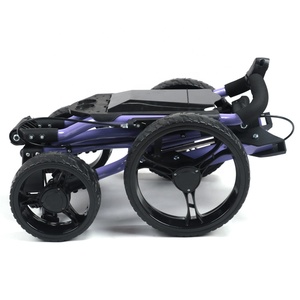 Outdoor Golf Spelen 4 Wiel Inklapbare Aluminium Goft Club Duw Trekkar Draagbare Opvouwbare Bruine Golftrolley Met Handrem - Product Image 4