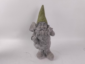 Décoration de bienvenue de jardin artificiel Figurine en ciment artisanal avec chapeau en mousse Statue de gnome fermier en ciment pour intérieur et extérieur - Product Image 3