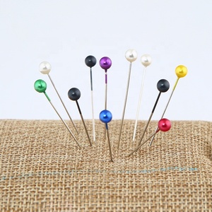 RTS 100 pièces <span class=keywords><strong>épingles</strong></span> à coudre broches droites tête ronde colorée perle Corsage - Product Image 5