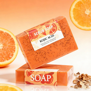 OEM Kojic Acid Soap & <b>Scrub</b> Brightening Turmeric Soap for Dark Spot and Hyperpigmentation Dark Spot Remover for Face & <b>Body</b> Wash - Product Image 1
