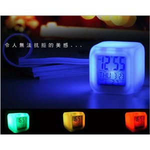 Multi Color Alarm Clock Square <b>Led</b> Silent <b>Night</b> <b>Light</b> Electronic Clock With Temperature Display - Product Image 5