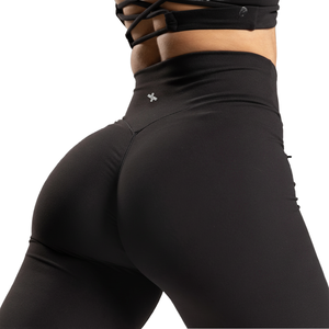 Leggings de yoga pour femmes personnalisés, taille élastique unie, coupe en V haute, avec tissu extensible quadridirectionnel en Spandex/Nylon pour l'entraînement et le fitness - Product Image 1