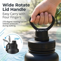 Botol Air Vakum Isolasi Stainless Steel dengan Pegangan untuk Penggunaan di Luar Ruangan, Berkemah, Olahraga, dan Gym