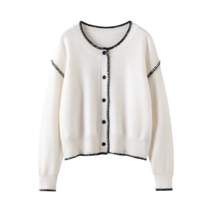 Suéter de Mujer Personalizable con Botones al Frente, Tejido por Computadora, Manga Larga, Alta Calidad, Transpirable, Ropa Casual de Invierno - Product Image 1