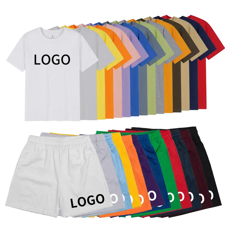 ODM-Conjunto de camiseta y pantalones cortos de poliéster para hombre, conjunto de 2 piezas de pantalones cortos con logotipo personalizado, alta calidad, sublimación, Verano