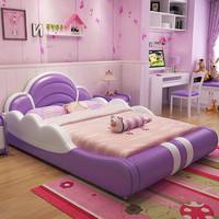 Lit d'enfant moderne au design nuage mignon, cadre de lit rembourré doux pour garçons et filles, mobilier de chambre à coucher, lit de luxe
