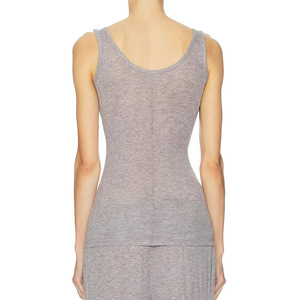 Women's Solid Color Low Neck Camisole, Slim Sexy Minimalist Design Casual <b>Layering</b> Tank <b>Top</b> - Product Image 3