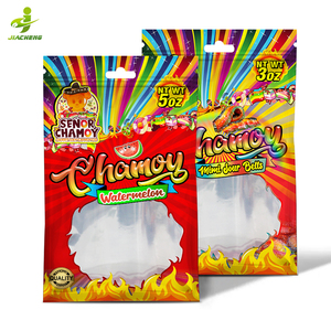 Bolsa Plana Personalizada de Mylar con Cierre de Cremallera de Tres Lados, de Plástico Laminado y Papel de Aluminio, para Dulces <span class=keywords><strong>Chamoy</strong></span>, con Orificio para Colgar - Product Image 3