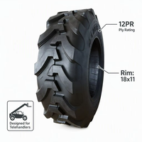 12.5/80-18 Flat Free Polyurethane Foam Tire TRC05 High Toughness Rubber Body for Telehandler Handling Machinery