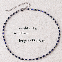 Ensemble collier et bracelet en chaîne tennis CZ 3mm arc-en-ciel, serti de pierres turquoise multicolores, pour femme, bijoux empilables pour le quotidien