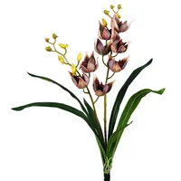 Anggrek Cymbidium Buatan Tangan 2 Tangkai dengan Daun Bunga Busa Dekorasi Rumah Rangkaian Bunga Meja Pernikahan Dekorasi Acara Pesta