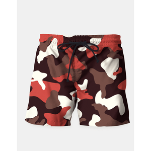 Short de bain à motif camouflage militaire rouge - Product Image 1