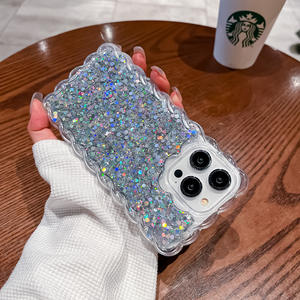Colle brillante nouvelle coque de téléphone pour Iphone15 Pro <span class=keywords><strong>Max</strong></span> 13 14 pro paillettes poudre motif ondulé antichute pour Iphone 15 Plus étui - Product Image 5