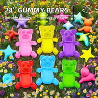 Ours Gonflable en PVC de 24 Pouces, Jouet Unisexe, Modèle Animal pour Enfants, Lot de 6 Ours Gonflable sur le Thème des Bonbons, Couleurs Vibrantes
