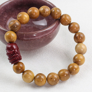 Snake Year Wood <b>Bracelet</b> 10mm 17 Beads <b>Red</b> Cinnabar Unisex Everyday Wear Cultural Collectible Jewelry - Product Image 4