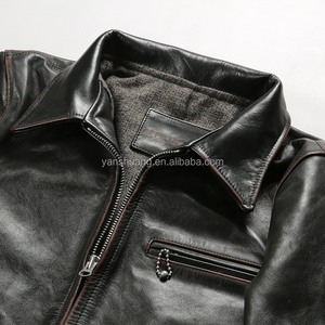 Primavera autunno inverno <span class=keywords><strong>dio</strong></span> 1930 cappotto in vera pelle giacche Vintage in pelle <span class=keywords><strong>di</strong></span> mucca da uomo Slim-fit con bavero da moto - Product Image 2