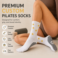 Chaussettes de yoga antidérapantes en coton respirant avec logo personnalisé, design jacquard, pour femmes, performance, fitness, pilates