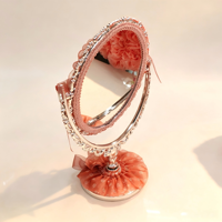 Miroir de Maquillage de Bureau Ours Adorable Rotatif à 360°, Miroir Cosmétique de Table Vintage en Dentelle, Ornement de Maison, Cadeau d'Anniversaire et de Mariage, Vente en Gros