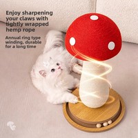 Arbre à chat vertical moderne en sisal durable, résistant aux déchirures, avec poteaux à gratter et planche à gratter pour affûter les griffes, design champignon et carotte