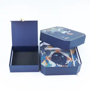 Crown win health care product packing carton paper boxes silver navy blue lid and base gift candy boxes sweet clothing paper box