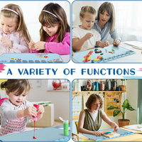 Tapis de peinture en silicone personnalisé avec plusieurs puits de peinture protecteur de table d'artisanat pliable, résistant à la chaleur, lavable et antidérapant